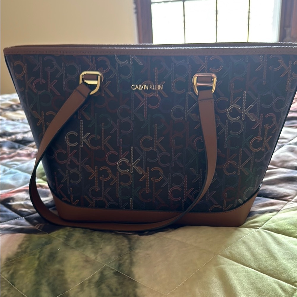 Calvin Klein Brown Monogram Tote Bag
